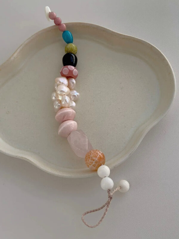 MANOMADE Peach Gummy handmade pink pearl gemstone bracelet, alternate product view
