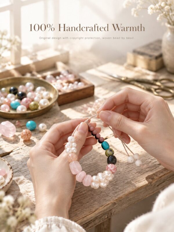 MANOMADE Peach Gummy handmade pink pearl gemstone bracelet, natural materials