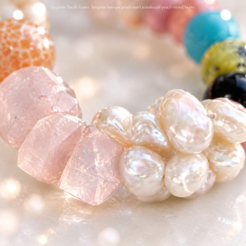 MANOMADE Peach Gummy handmade pink pearl gemstone bracelet, natural materials